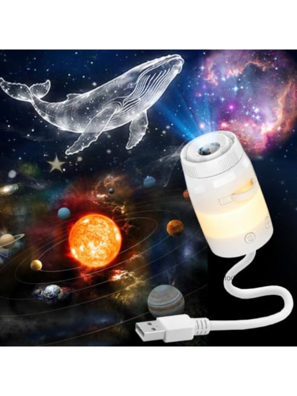 2-in-1 Galaxy Projector Night Light, 13 Sliding Films USB LED Star Projector